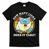 Funny Owl How Many Licks Does It Take Retro Vintage T-Shirt - Black