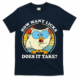 Funny Owl How Many Licks Does It Take Retro Vintage T-Shirt - Navy