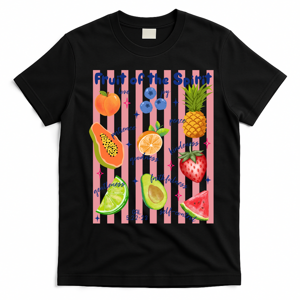 Fruit Of The Spirit Christian Faith Striped T-Shirt - Black