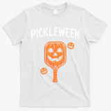 Funny Pickleween Halloween Pickleball Players Gift T-Shirt - White