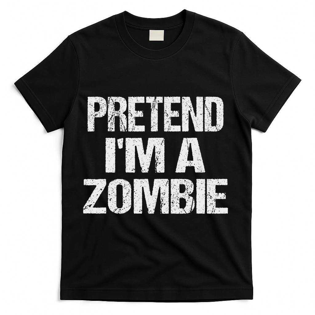 Funny Pretend I'm A Zombie Halloween Costume T-Shirt - Black