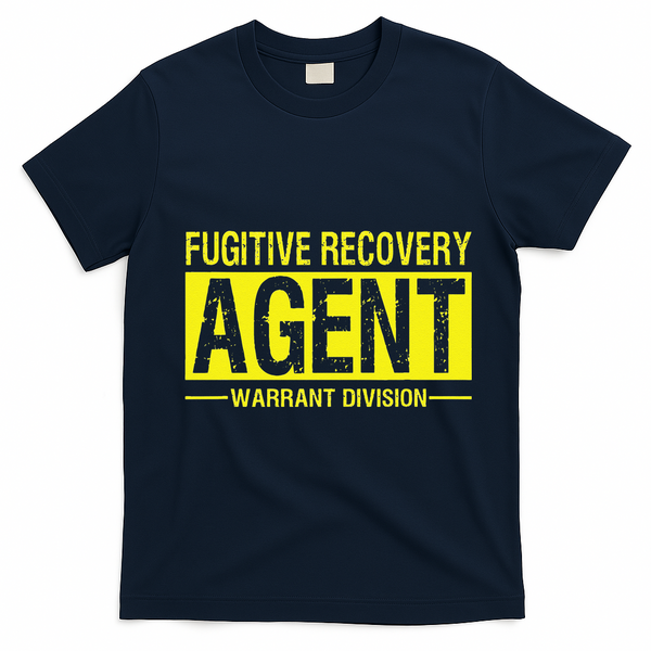 Fugitive Recovery Bail Agent Halloween Costume T-Shirt - Navy Blue