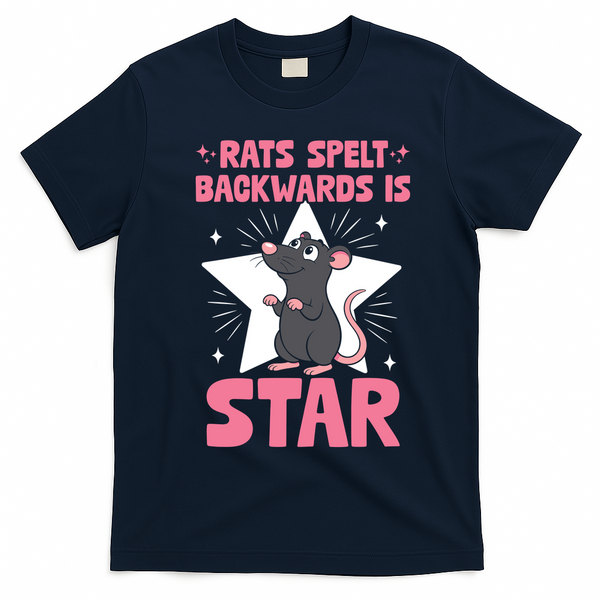 Funny Rat Humor Gift Rats Spelt Backwards Is Star T-Shirt - Navy Blue