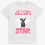 Funny Rat Humor Gift Rats Spelt Backwards Is Star T-Shirt - White