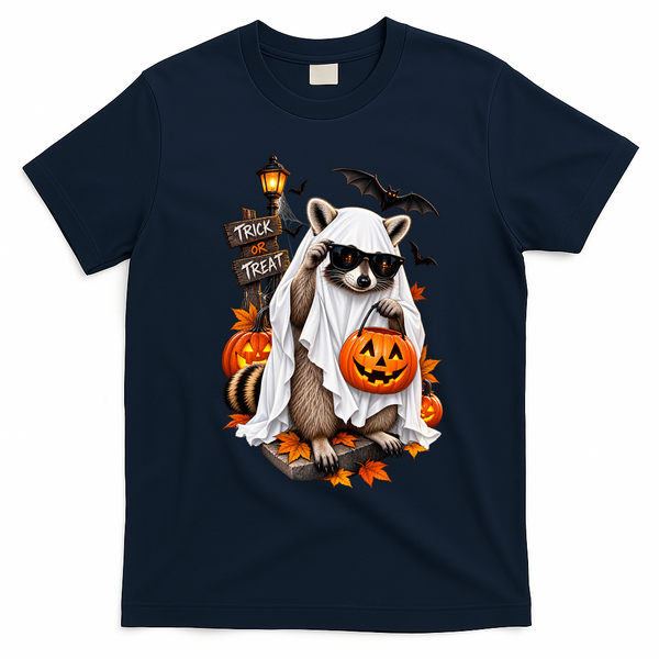 Funny Raccoon Trick or Treat Halloween Costume T-Shirt - Navy Blue