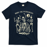 Feminist Skeleton Fun Burn Patriarchy Halloween Rights T-Shirt - Navy Blue