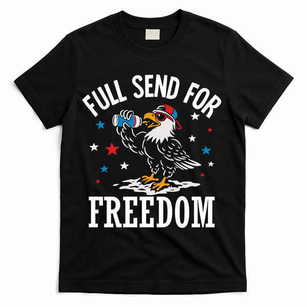 Full Send For Freedom Patriotic Eagle T-Shirt - Black