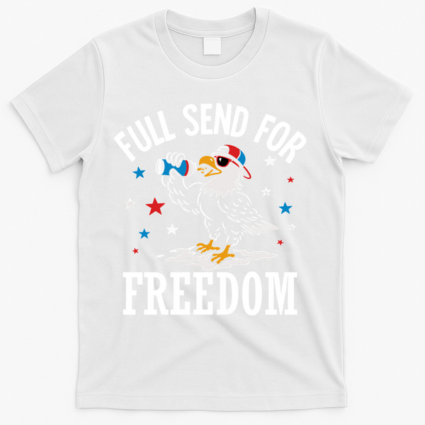 Full Send For Freedom Patriotic Eagle T-Shirt - White