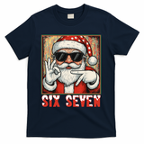 Funny Six Seven Meme Christmas Cool Santa Saying  T-Shirt - Navy
