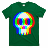Funny Skull Trippy Vaporwave Halloween Techno Rave Edm Party T-Shirt - Green