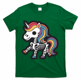 Funny Skeleton Unicorn Lovers Spooky Halloween Costume T-Shirt - Green