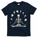 Funny Skeleton Yoga Dental Hygienist Tooth Dentist Halloween T-Shirt - Navy