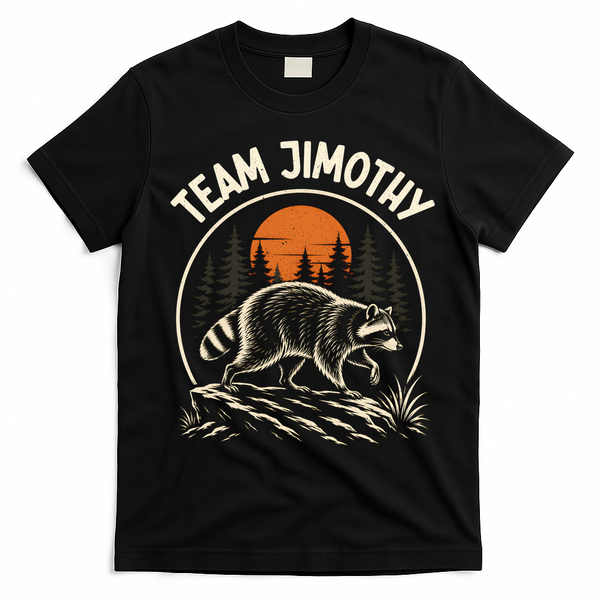 Funny Team Jimothy Raccoon Wilderness T-Shirt - Black