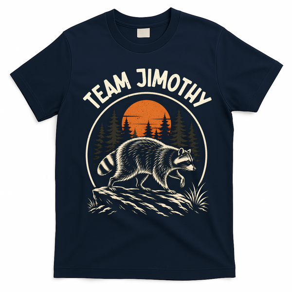 Funny Team Jimothy Raccoon Wilderness T-Shirt - Navy Blue