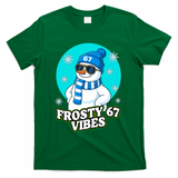 Frosty Vibes 67 Snowman Six Seven Meme Funny T-Shirt - Green
