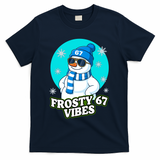 Frosty Vibes 67 Snowman Six Seven Meme Funny T-Shirt - Navy