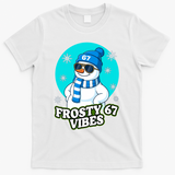 Frosty Vibes 67 Snowman Six Seven Meme Funny T-Shirt - White