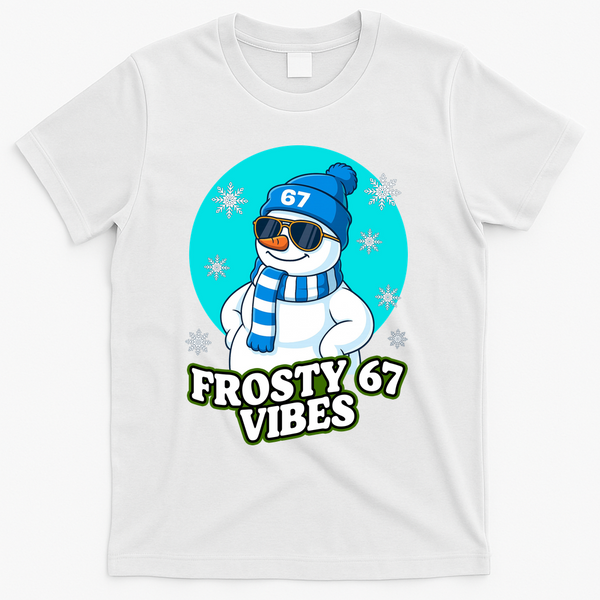 Frosty Vibes 67 Snowman Six Seven Meme Funny T-Shirt - White