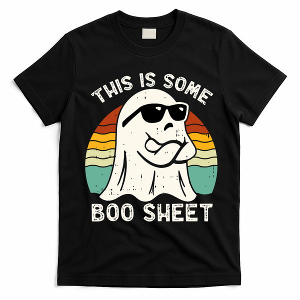 Funny Vintage Halloween Boo Ghost This Is Some Boo Sheet Gift T-Shirt - Black