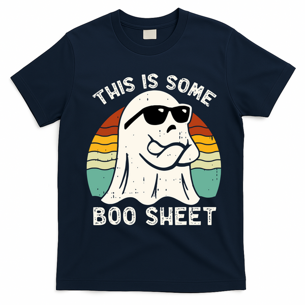 Funny Vintage Halloween Boo Ghost This Is Some Boo Sheet Gift T-Shirt - Navy Blue