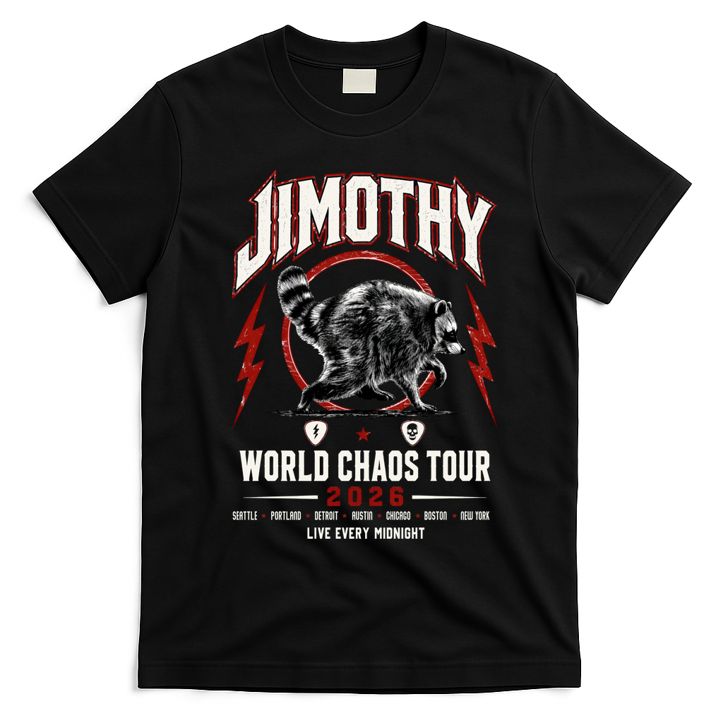Funny Vintage Rock Tour Jimothy World Chaos Tour 2026 T-Shirt - Black