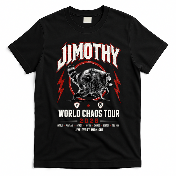 Funny Vintage Rock Tour Jimothy World Chaos Tour 2026 T-Shirt - Black