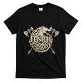 Fenrir Viking Wolf Norse Knotwork Mythology  T-Shirt - Black