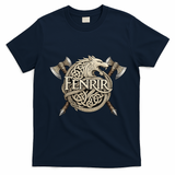 Fenrir Viking Wolf Norse Knotwork Mythology  T-Shirt - Navy Blue
