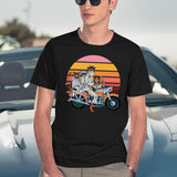 Fantastic Mr. Fox And Family On A Motorbike Black T-Shirt - Navy