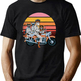 Fantastic Mr. Fox And Family On A Motorbike Black T-Shirt - Green
