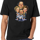 Fawlty Arts Towers Tv Series Characters Funny Design Black T-Shirt - White
