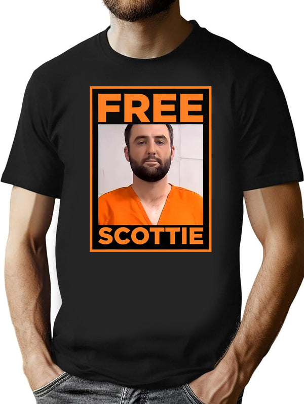 Free Scottie Mug Shot Funny Humour Black T-Shirt - Black