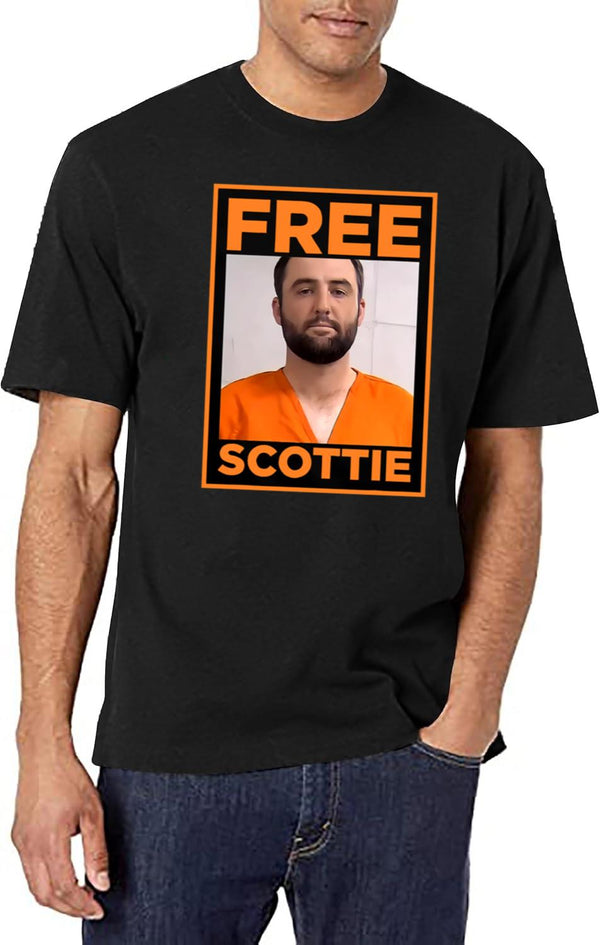 Free Scottie Mug Shot Funny Humour Black T-Shirt - White