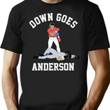Funny Baseball Down GOES Anderson Black T-Shirt - Black