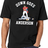 Funny Baseball Down GOES Anderson Black T-Shirt - White