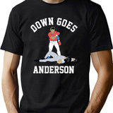 Funny Baseball Down GOES Anderson Black T-Shirt - Green