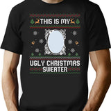 Funny Ugly Christmas Sweater with Mirror Black T-Shirt - Black