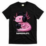 Gamer Axolotl Gamesolotl Fish Gaming Video Gamer T-Shirt - Black