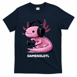Gamer Axolotl Gamesolotl Fish Gaming Video Gamer T-Shirt - Navy