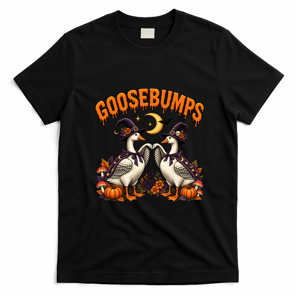 Goose Bumps Halloween Duck Funny T-Shirt - Black
