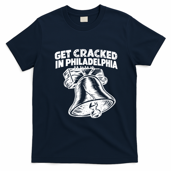 Get Cracked In Philadelphia Vintage Liberty Bell T-Shirt - Navy Blue