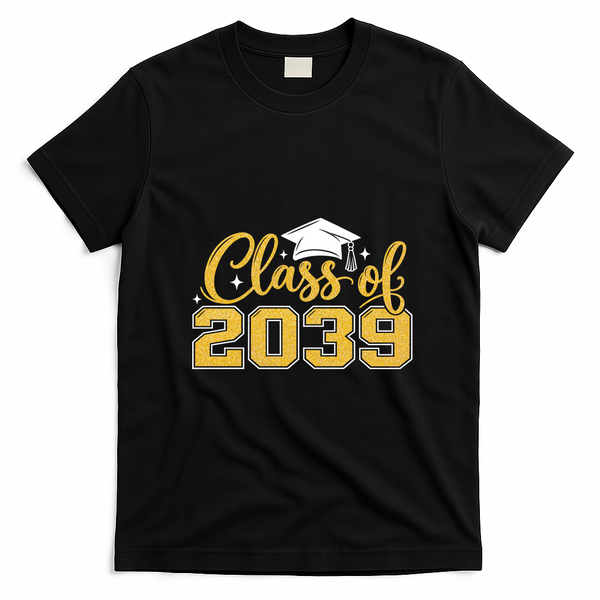 Golden Class Of 2039 Graduation Graduate School T-Shirt - Black