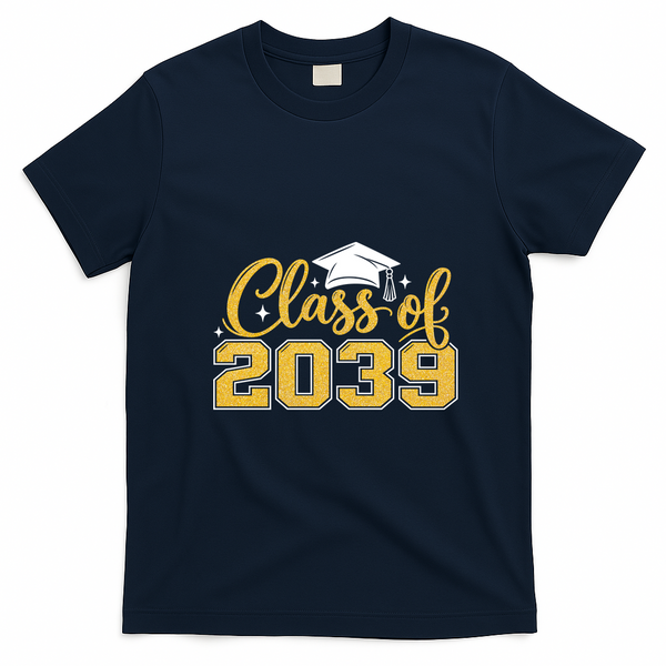 Golden Class Of 2039 Graduation Graduate School T-Shirt - Navy Blue