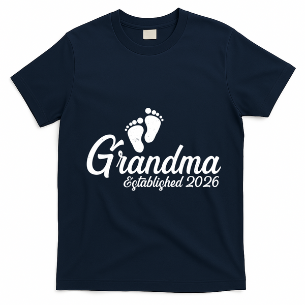 Grandma Established 2026 Cute Baby Feet T-Shirt - Navy Blue