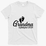 Grandma Established 2026 Cute Baby Feet T-Shirt - White