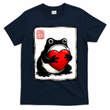 Grumpy Frog Japanese Valentine's Day T-Shirt - Navy Blue