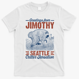 Greetings From Jimothy Seattle Critter Raccoon T-Shirt - White