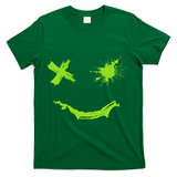 Green Grunge Smile Green Color T-Shirt - Green