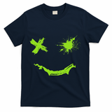 Green Grunge Smile Green Color T-Shirt - Navy