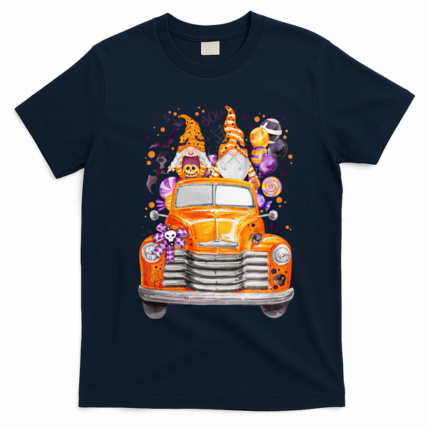 Gnome Halloween Boo Truck T-Shirt - Navy Blue